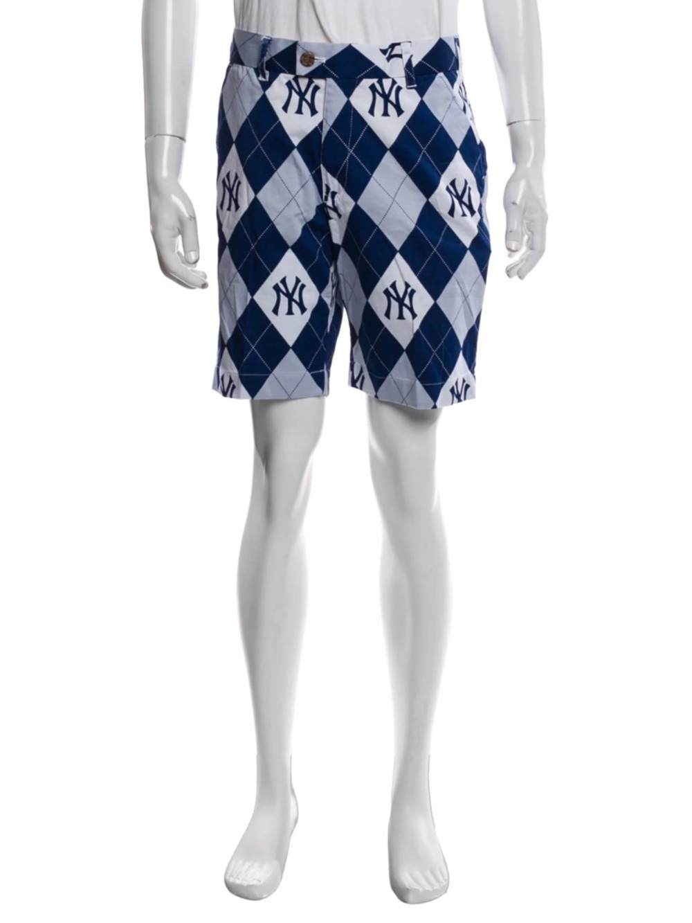 Loudmouth NY Yankees Navy and White Argyle Athletic Shorts 35